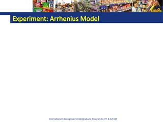 Internationally Recognized Undergraduate Program by IFT & IUFoST
Experiment: Arrhenius Model
 