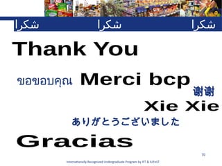 Internationally Recognized Undergraduate Program by IFT & IUFoST
70
ありがとうございました
谢谢
ขอขอบคุณ
‫شكرا‬ ‫شكرا‬
‫شكرا‬
 