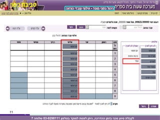 ‫בטלפון‬ ‫למוקד‬ ‫לפנות‬ ‫ניתן‬ ,‫ההדרכה‬ ‫בזמן‬ ‫טכני‬ ‫סיוע‬ ‫לקבלת‬03-9298111‫שלוחה‬7
1111
 