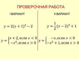 ПРОВЕРОЧНАЯ РАБОТА
I ВАРИАНТ         II ВАРИАНТ
 