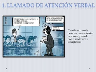 Cuando se trate de
derechos que contraríen
en menor grado de
orden académico o
disciplinario
 