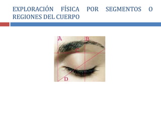 EXPLORACIÓN FÍSICA POR SEGMENTOS O
REGIONES DEL CUERPO
 