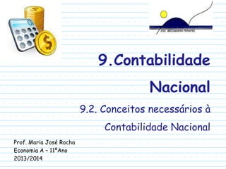 9.Contabilidade
Nacional
9.2. Conceitos necessários à
Contabilidade Nacional
Prof. Maria José Rocha
Economia A – 11ºAno
2013/2014

 