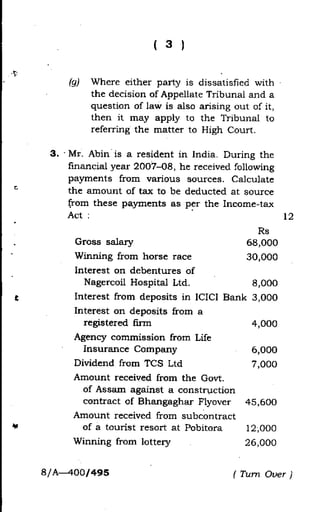 Previous year Question paper For Guahati University 