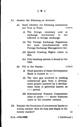 Previous year Question paper For Guahati University 