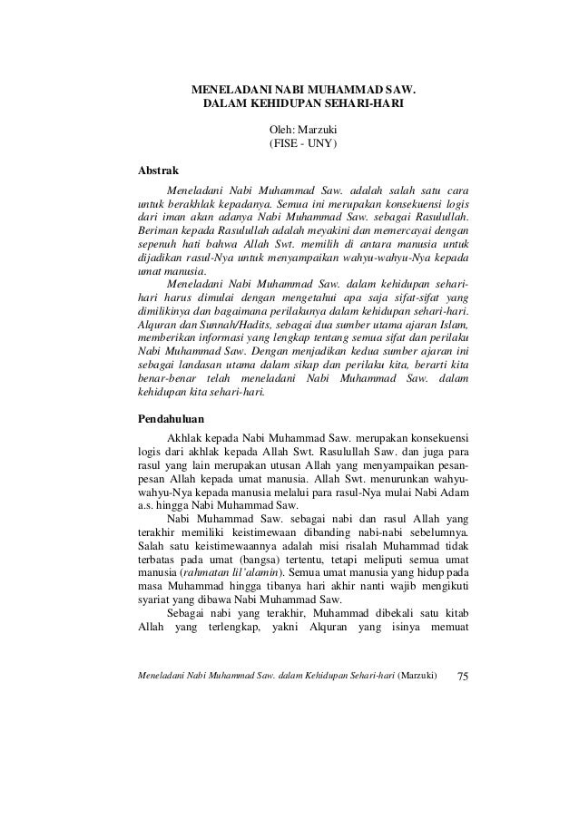 9 Meneladani Nabi Muhammad Saw Dalam Kehidupan Sehari Hari