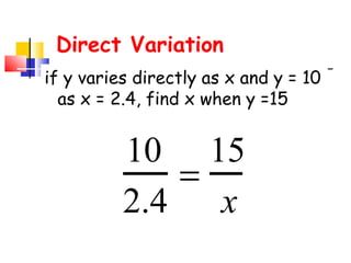 Direct and Inverse variations | PPT