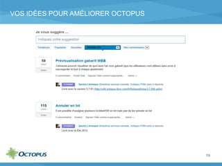 VOS IDÉES POUR AMÉLIORER OCTOPUS
19
 