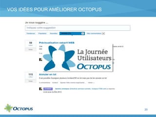 VOS IDÉES POUR AMÉLIORER OCTOPUS
20
 