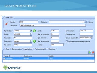 GESTION DES PIÈCES
 