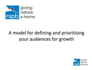A model for defining and prioritising
your audiences for growth
 