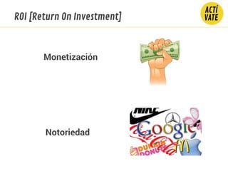 ROI [Return On Investment]
Monetización
Notoriedad
 