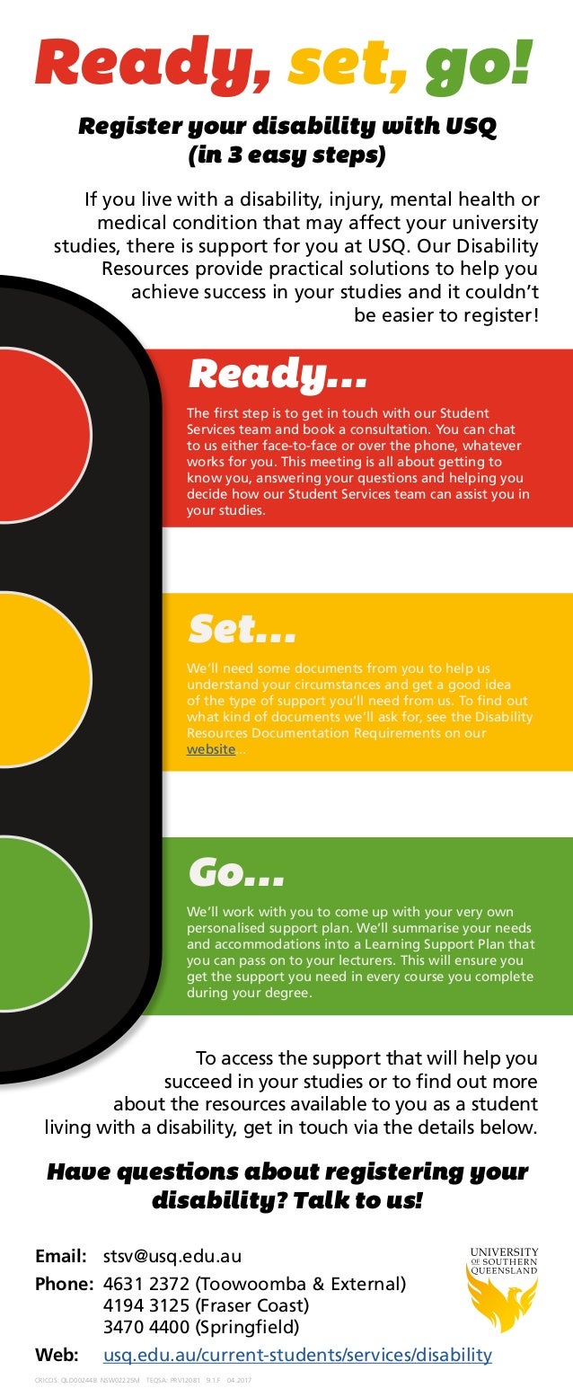 Ready, set, go! Register your disability with USQ