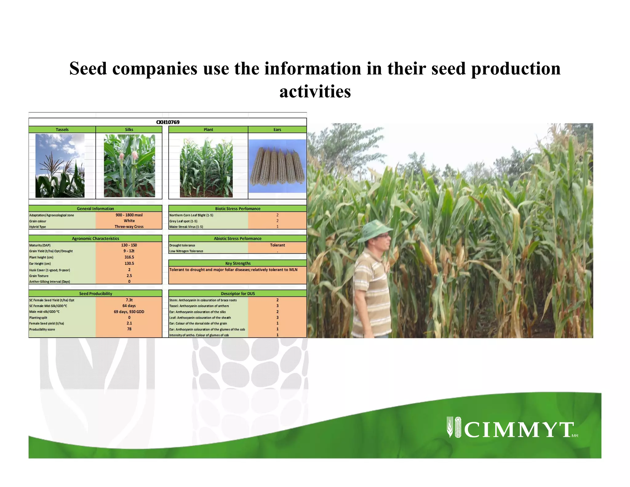 Seed companies use the information in their seed production
activities
 