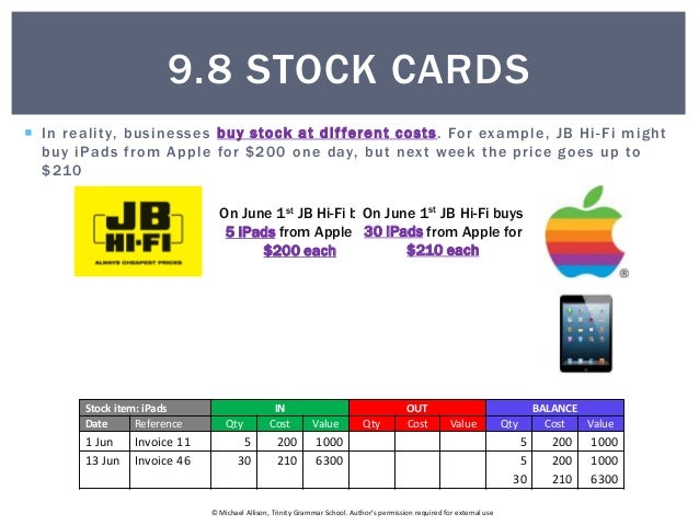 stock card