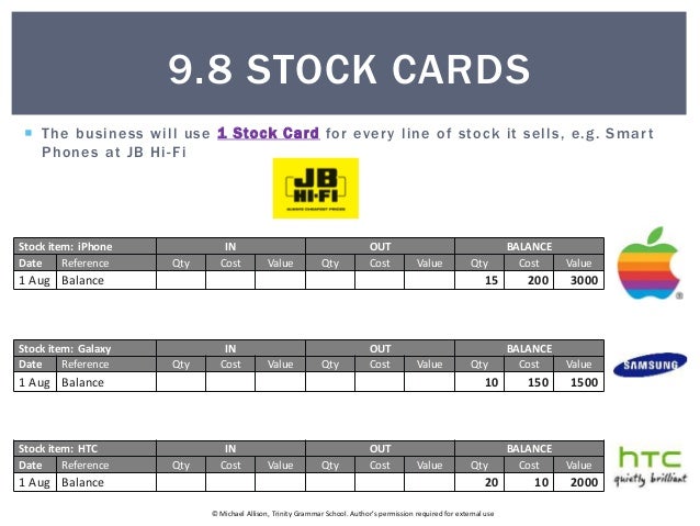 stock card