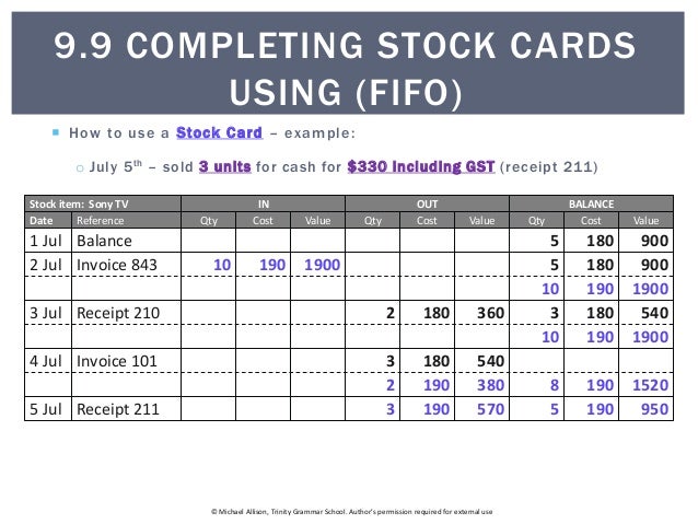 stock card