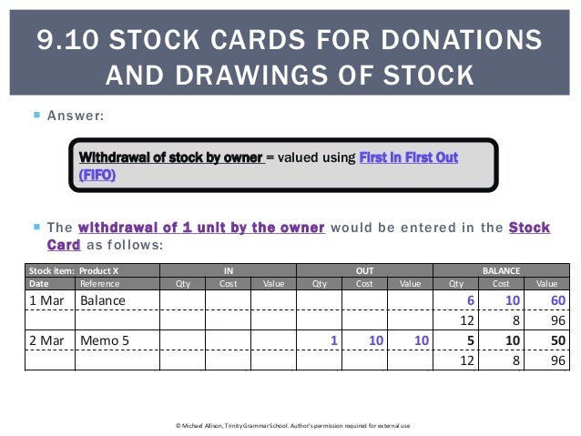 stock card
