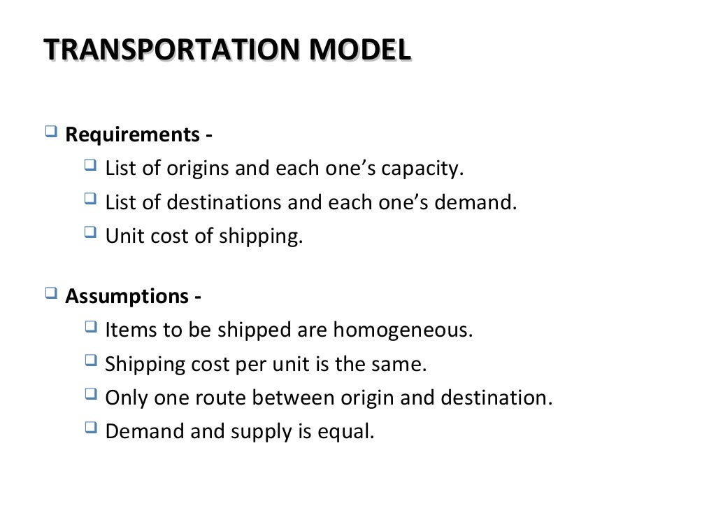9. transportation model