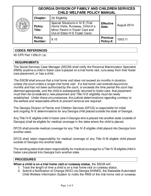 dfcs iv-e program dfcs iv-e program