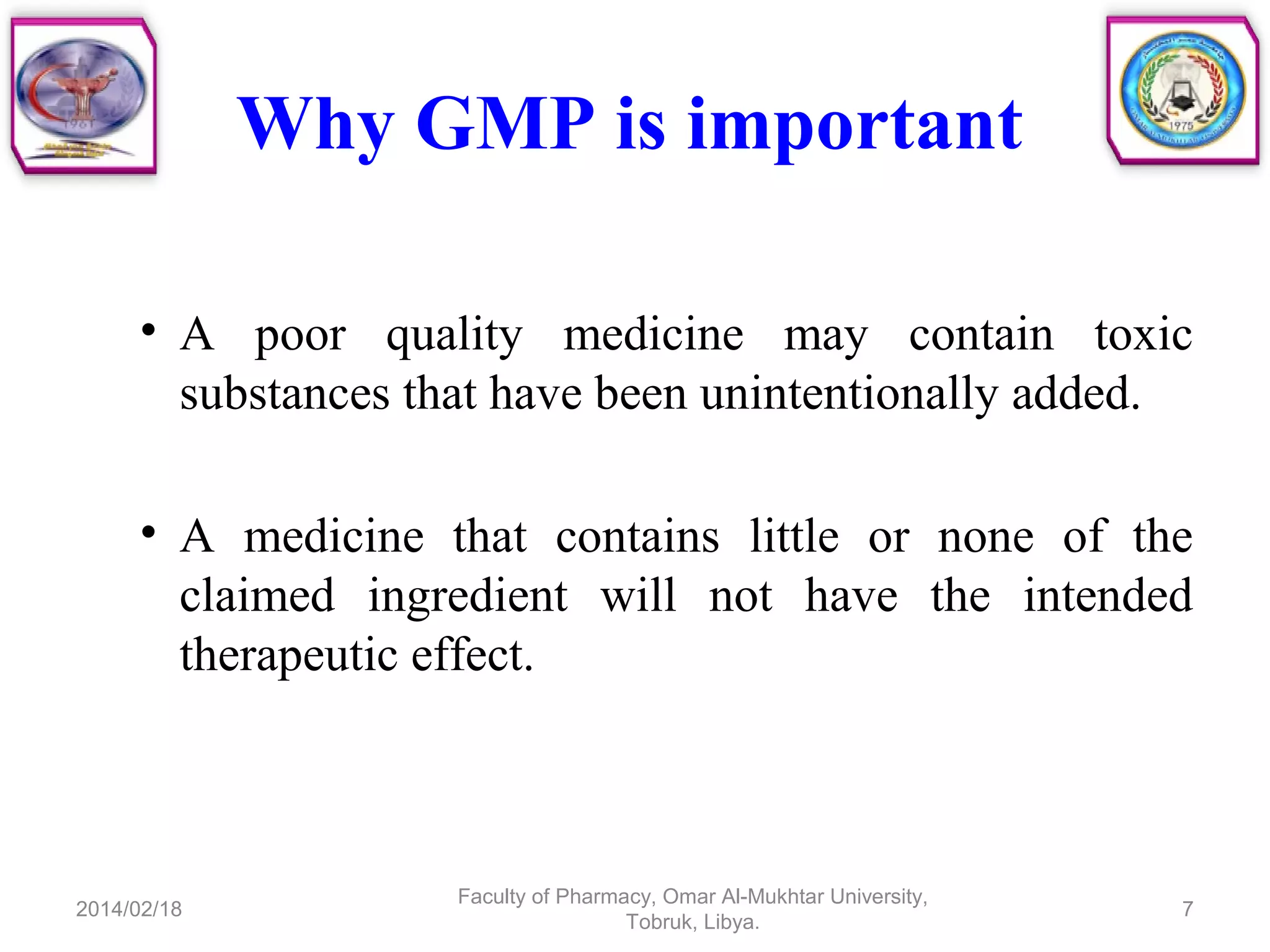 Good Manufacturing Practices for Pharmaceuticals | PPT