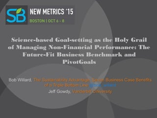 Science-based Goal-setting as the Holy Grail
of Managing Non-Financial Performance: The
Future-Fit Business Benchmark and
PivotGoals
 