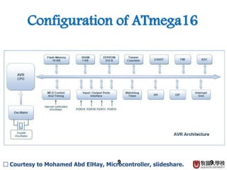 9
Configuration of ATmega16
9□ Courtesy to Mohamed Abd ElHay, Microcontroller, slideshare.
 