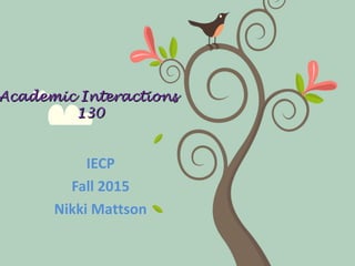 Academic InteractionsAcademic Interactions
130130
IECP
Fall 2015
Nikki Mattson
 