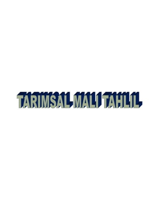 TARIMSAL MALI TAHLIL