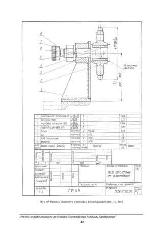 „Projekt współfinansowany ze środków Europejskiego Funduszu Społecznego”
41
Rys. 45. Rysunek złożeniowy wspornika z kołem łańcuchowym [1, s. 268]
 