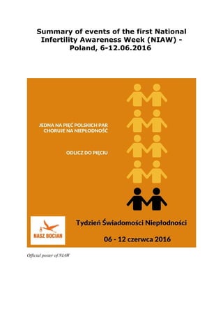 Summary of events of the first National
Infertility Awareness Week (NIAW) -
Poland, 6-12.06.2016
Official poster of NIAW
 