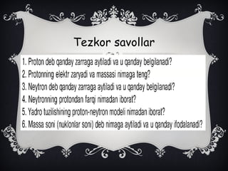 Tezkor savollar
 