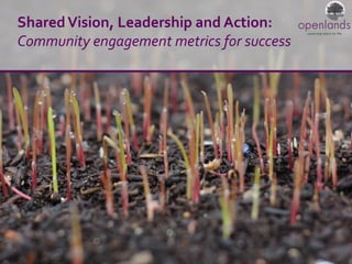 SharedVision, Leadership and Action:
Community engagement metrics for success
 