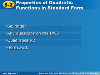 Algebra 2. 9.16 Quadratics 2 | PPT