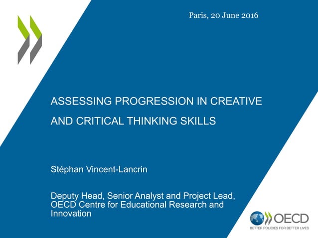 Assessing Progression in Creativity and Critical Thinking Skills by ...
