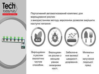 Образец подзаголовка
Портативний автоматизований комплекс для
вирощування рослин
з використанням методу аеропоніки дозволя...