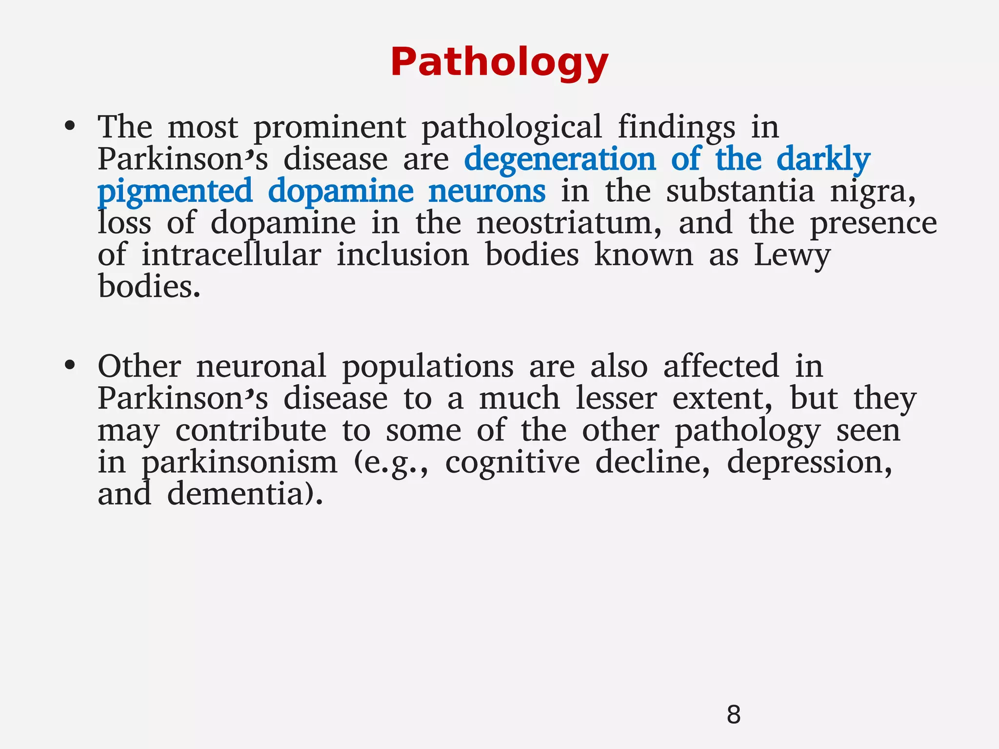 pathophysiology of parkinsons disease | PDF