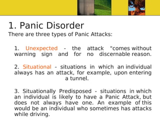 Panic Disorder Examples Pathophysiology of anxiety | PDF