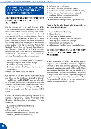 National adaption program of action to climate change | PDF