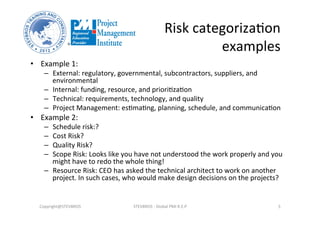 Project Risk Categorisation Project Risk Management | PDF