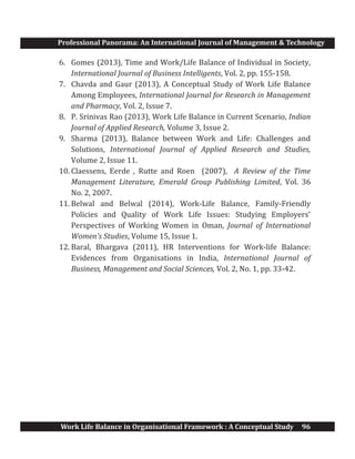 Work Life Balance in Organizational Framework:A Conceptual Study | PDF