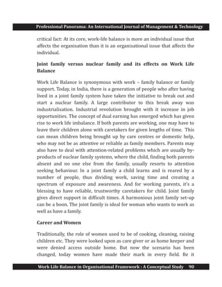 Work Life Balance in Organizational Framework:A Conceptual Study | PDF