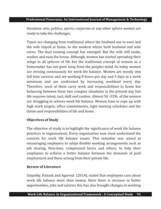Work Life Balance in Organizational Framework:A Conceptual Study | PDF