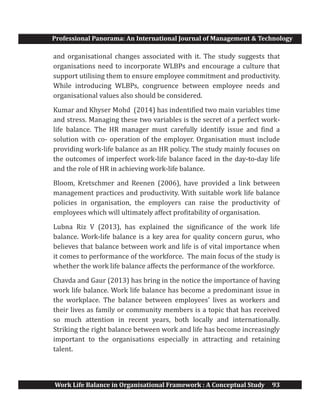 Work Life Balance in Organizational Framework:A Conceptual Study | PDF