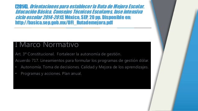 Orientaciones para establecer la ruta de mejora escolar