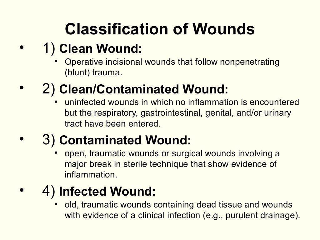Skin wounds. Classification