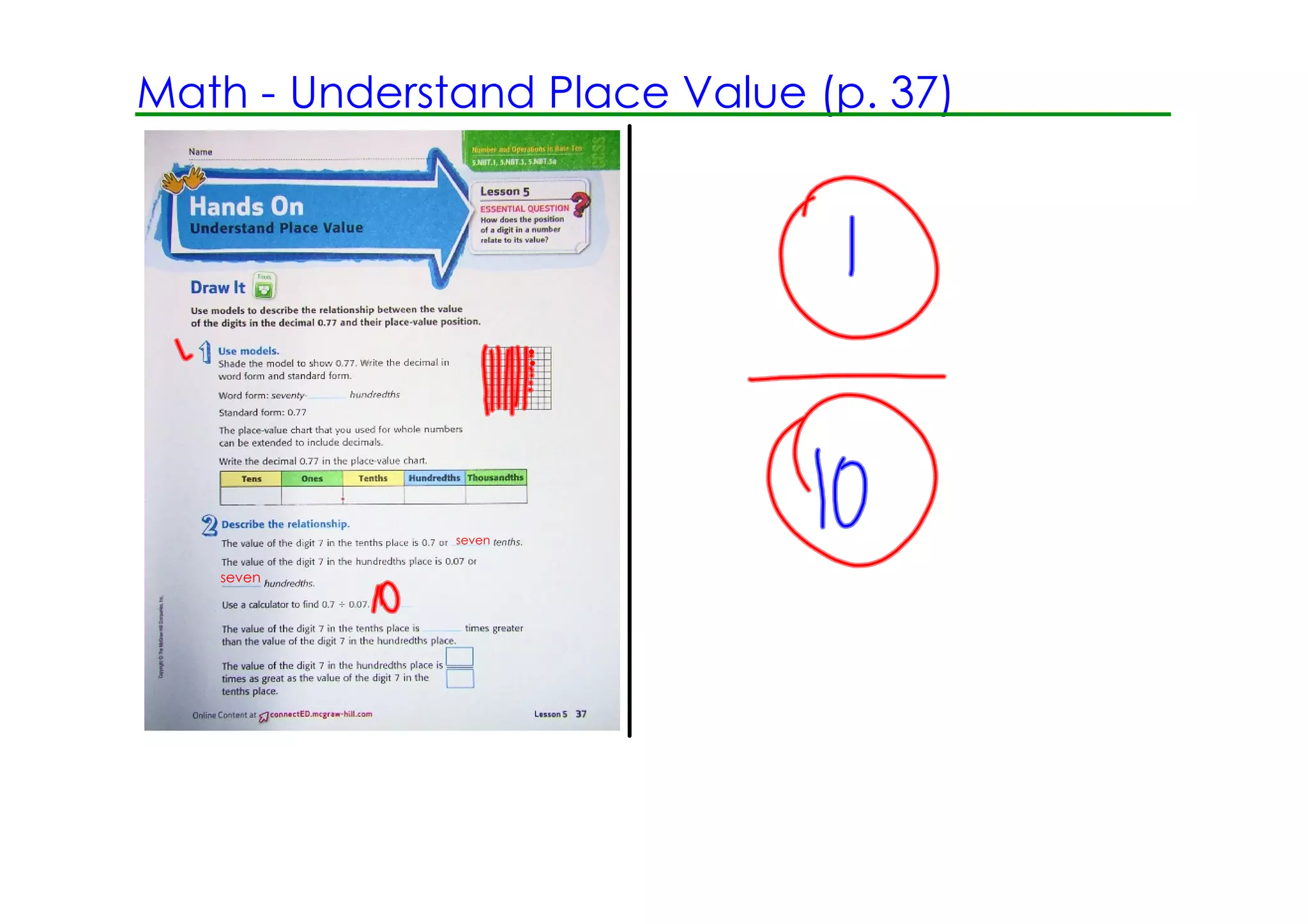 Math ­ Understand Place Value (p. 37)




              seven


   seven
 