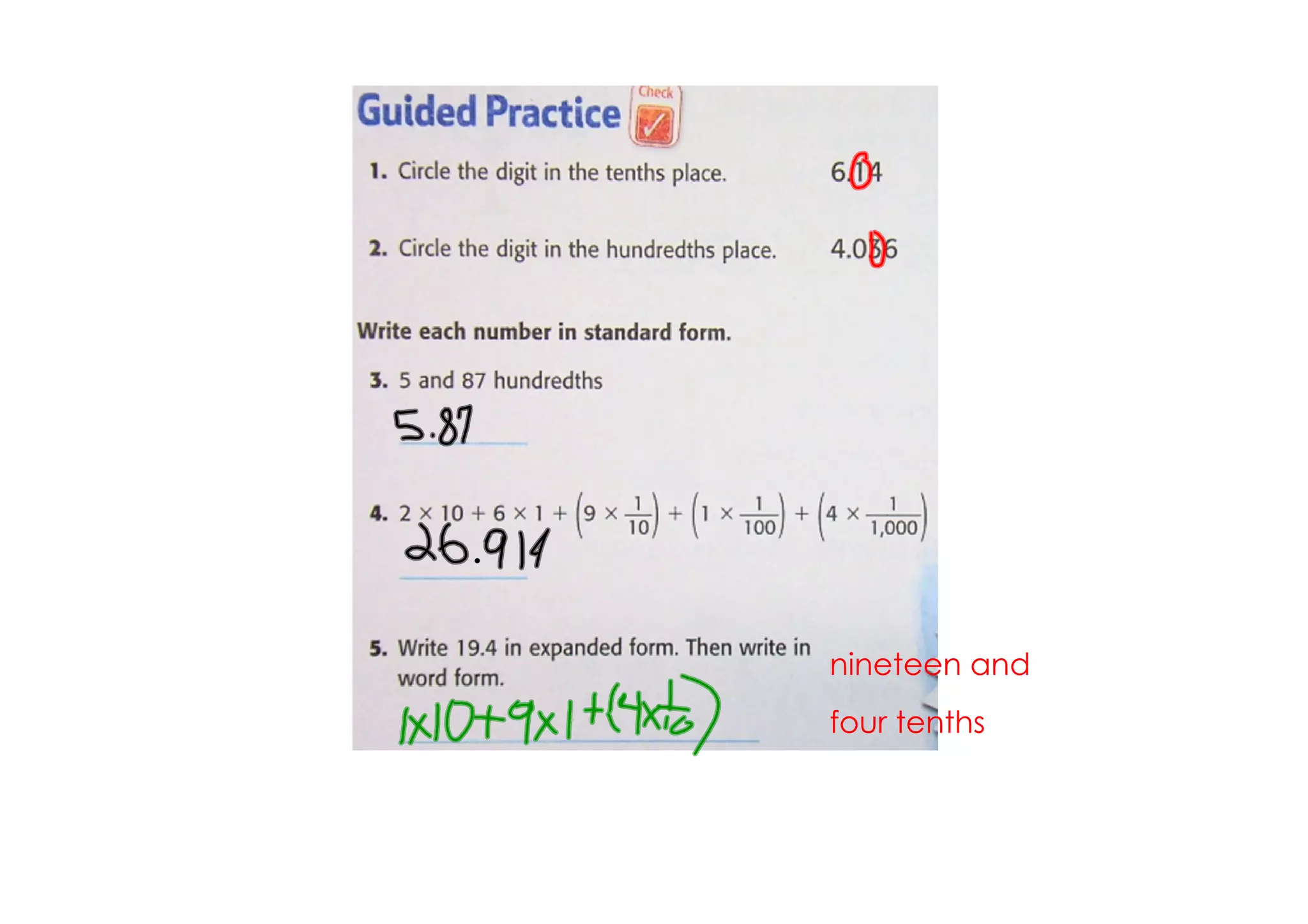 nineteen and
four tenths
 