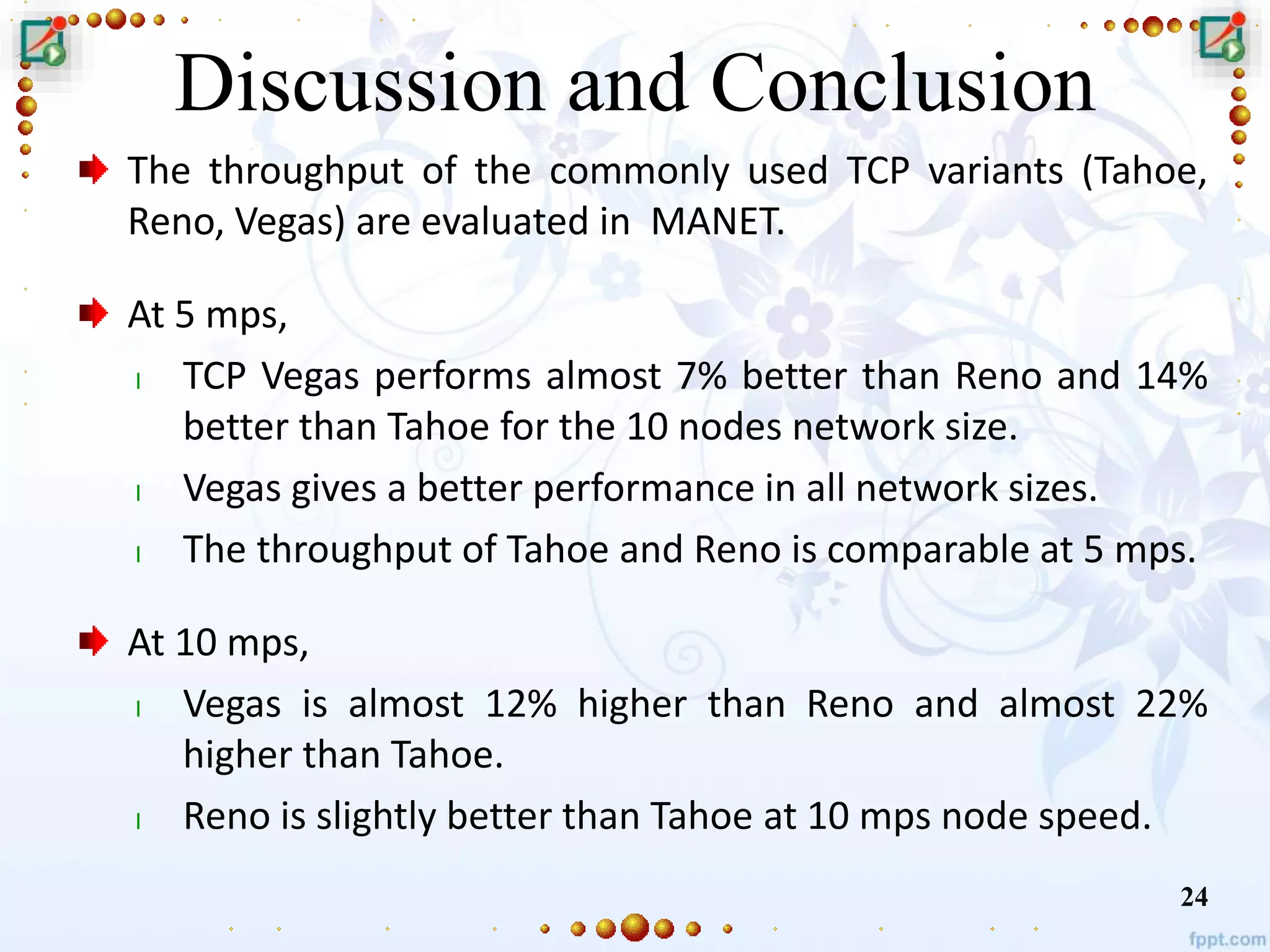 performance evaluation of TCP varients in Mobile ad-hoc Network | PPTX