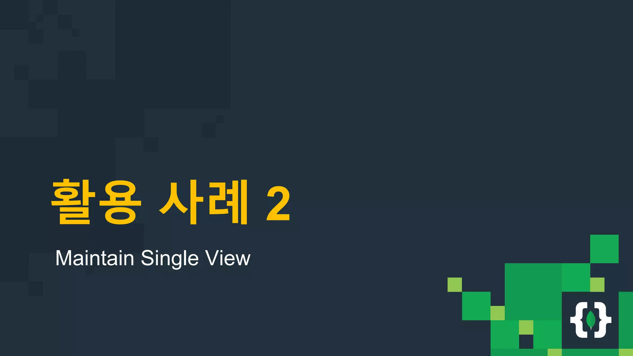 활용 사례 2 Maintain Single View 